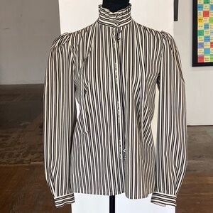 Vintage cottage style striped black and white top